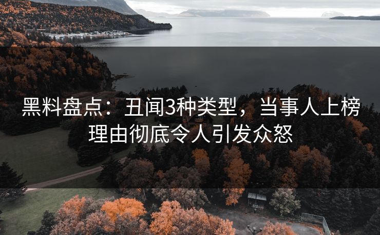 黑料盘点：丑闻3种类型，当事人上榜理由彻底令人引发众怒