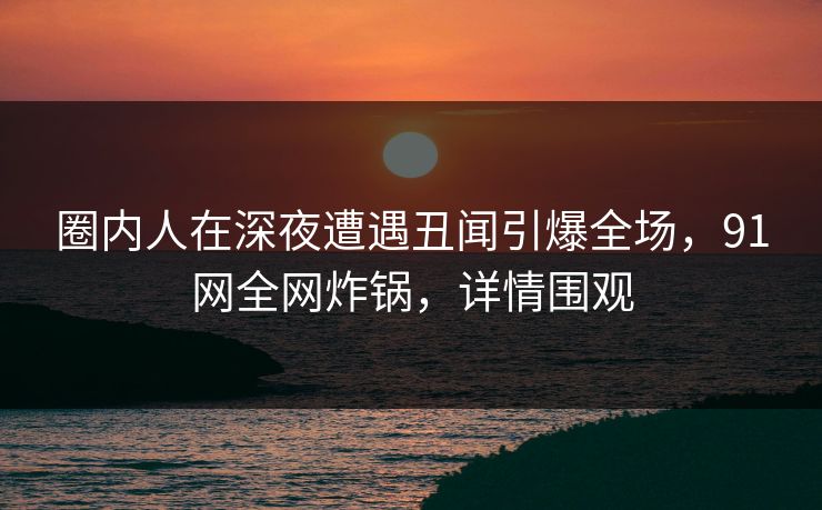 圈内人在深夜遭遇丑闻引爆全场，91网全网炸锅，详情围观