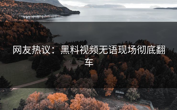 网友热议：黑料视频无语现场彻底翻车