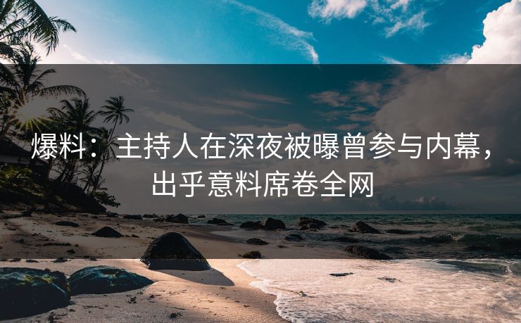 爆料：主持人在深夜被曝曾参与内幕，出乎意料席卷全网