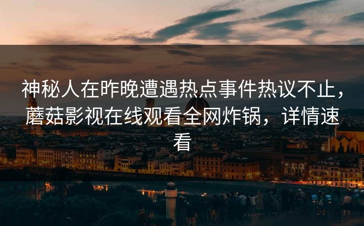 神秘人在昨晚遭遇热点事件热议不止，蘑菇影视在线观看全网炸锅，详情速看