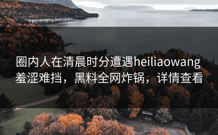 圈内人在清晨时分遭遇heiliaowang 羞涩难挡，黑料全网炸锅，详情查看